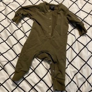 Little Bipsy olive green one piece in 0-3 months